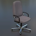 Comfortable High Back Gray Fabric Office Chair With Black Armrests Metal Base And Swivel Casters