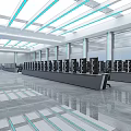 Modern Control Room Interior With Large Screens Control Desks And Equipment Lighting