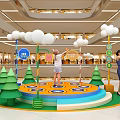 Mall Indoor Children Play Area With Colorful Circular Platform Tree Decorations And White Ball Lights