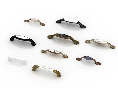 Assorted Cabinet and Drawer Handles in Multiple Colors with Modern Stylish Designs 3d model