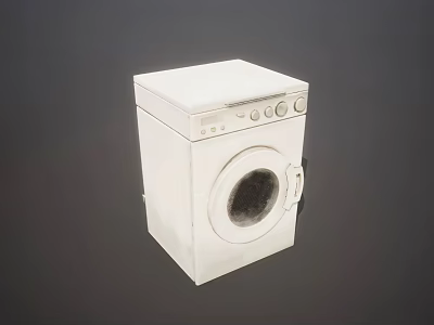 White Front Loading Washing Machine with Control Panel and Round Door Design 3d model
