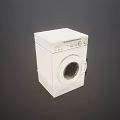 White Front Loading Washing Machine with Control Panel and Round Door Design