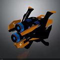 Futuristic Weapon Orange And Black With Blue Dual Barrels Techno Design Elements 3d model