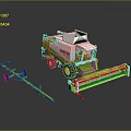 Green And White Claas Combine Harvester With Agricultural Attachments And Red Cutting Parts
