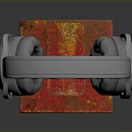 Gray Over Ear Headphones On Red Rusted Metal Stand With Stable Base