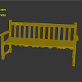Red Wooden Bench With Armrests Backrest Slats And Scalloped Edge Design
