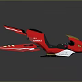 Futuristic Red Motorcycle With Sleek Design Yellow Lights Black Seat And Dual Exhaust Pipes