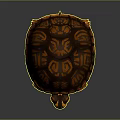 Artistic Painted Turtle With Geometric Patterns On Vibrant Orange Brown Shell