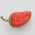 Single Fresh Ripe Red Pepper With Green Stem On Gray Background 3d model