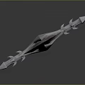 Long Slender Decorative Sword With Red Accents And Metallic Hilt