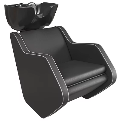 Modern Black Leather Chair With White Stitching Ergonomic Backrest And Armrests 3d model