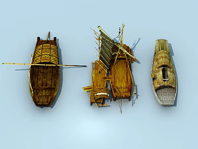 Chinese boat wooden boat 3d model