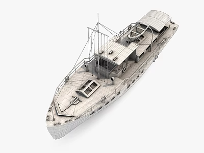 Wooden Boat 3D Model With Detailed Deck Mast And Cabin Structure Design 3d model