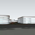 Contemporary School Building With Curved Multi Floor Structure Open Square And Lawn Area 3d model