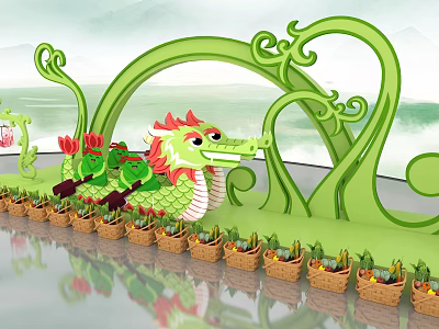 Modern Meichen Dragon Boat Festival 3d model Modern Meichen Dragon Boat Festival 3d model