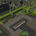 Outdoor Sofa In Garden With Green Plants Trees And People Sitting