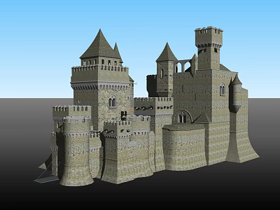 Medieval Stone Castle With Multiple Towers Spires Thick Walls And Detailed Windows 3d model