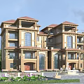 Luxury Semi Detached Villa Exterior With Red Roof Large Windows And Garden Landscaping