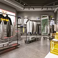 Modern Clothing Store Interior With Fashion Apparel Display Racks Mirrors And Stylish Outfits