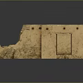 Traditional Adobe House Model With Weathered Walls Open Structure And Windows