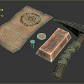 Detailed Ancient Parchment With Seal Hammer And Glowing Gold Bar Artifact