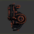 Sci-Fi Mechanical Device Featuring Black Red Circular Structure And Components