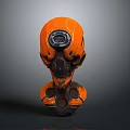Orange Mechanical Sci Fi Character Head With Circular Display And Armored Body 3d model