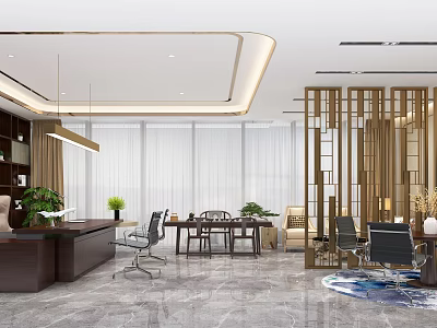 modern office general manager office 3d model