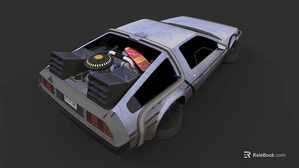 Retro Futuristic Car With Sleek Body Gull Wing Doors And Rear Thrusters Design 3d model 