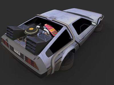 Retro Futuristic Car With Sleek Body Gull Wing Doors And Rear Thrusters Design 3d model
