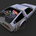 Retro Futuristic Car With Sleek Body Gull Wing Doors And Rear Thrusters Design