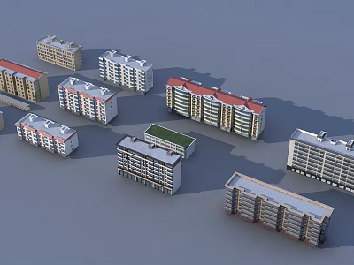 Rural Self Built Houses Showcasing Various Architectural Designs And Exterior Styles 3d model