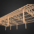 Climbing Plants Growing On Wooden Pergola Frame Structure 3d model