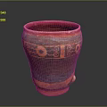 Hand Carved Ceramic Jar Sculpture With Red Brown Geometric Decorative Patterns 3d model