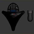 Black Conference Speakerphone With Digital Display Control Buttons And Wireless Microphone For Office Meetings