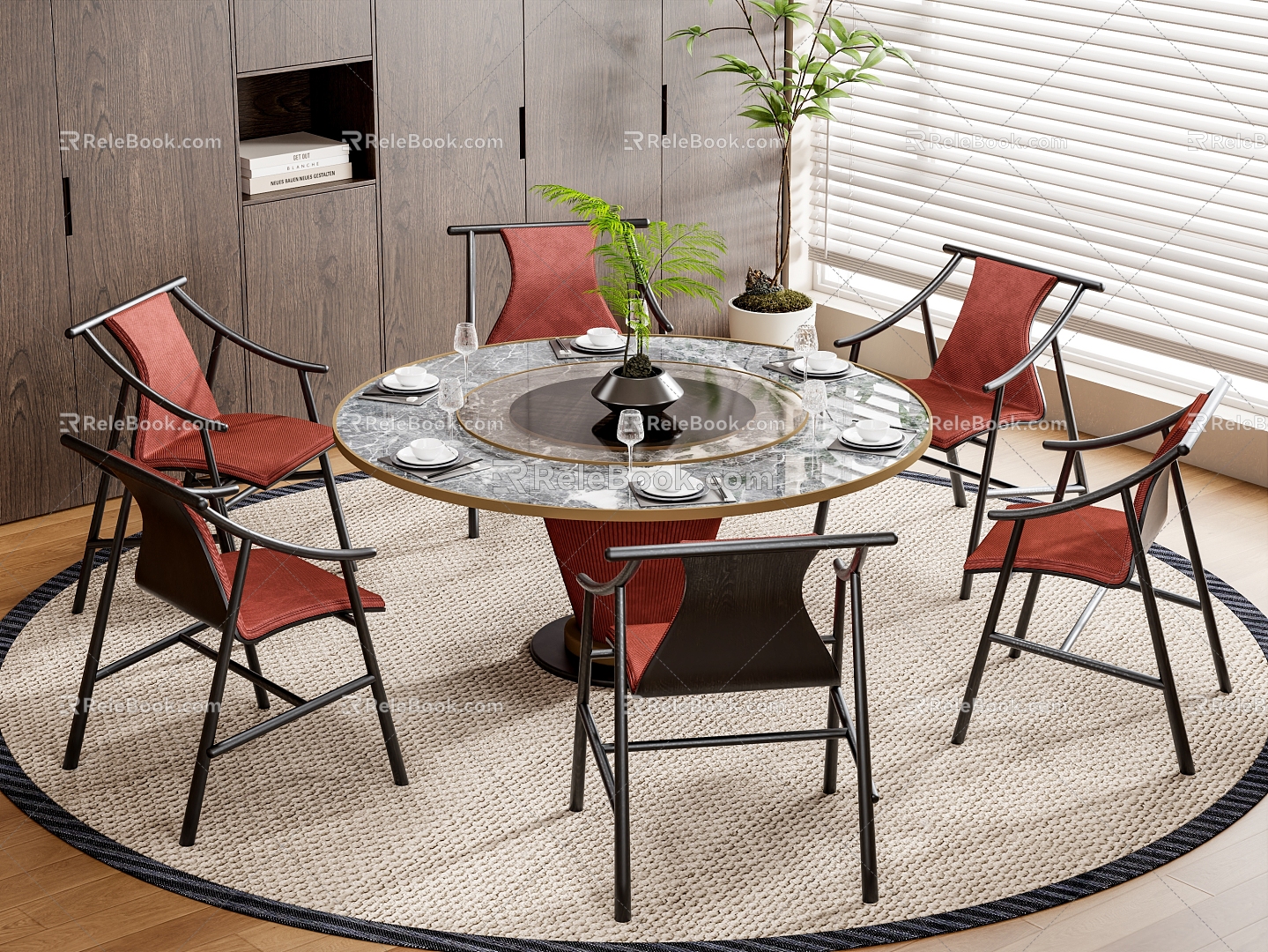 New Chinese Dining Table and Chair Combination 3d model