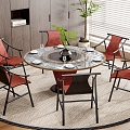 New Chinese Dining Table and Chair Combination 3d model