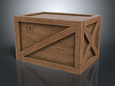 Vintage Wooden Crate With Cross Planks Brown Wood And Solid Design 3d model