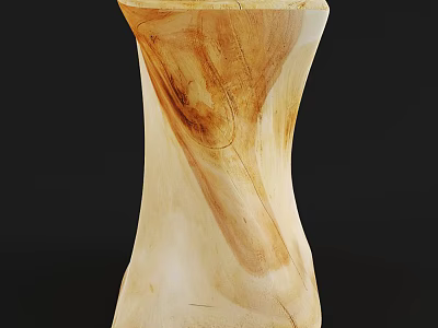 Unique Handcrafted Wooden Stool With Natural Wood Grain And Light Tone Design 3d model