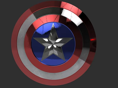 Captain America Iconic Shield With Red White Blue Rings And Silver Star 3d model