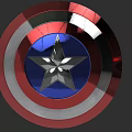 Captain America Iconic Shield With Red White Blue Rings And Silver Star