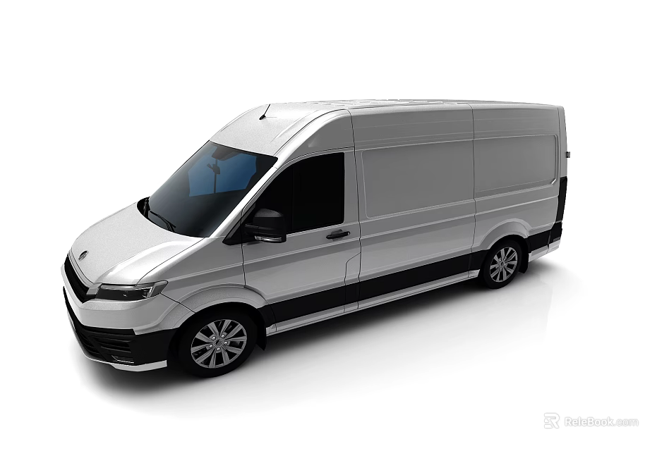 Silver Commercial Van With Sleek Body And Modern Exterior Design For Cargo Transport 3d model 