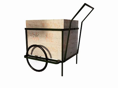 Sturdy Utility Cart With Square Container Metal Frame And Wheel Handle 3d model