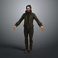 3D Male Character Model Wearing Hat Green Coat Brown Pants And Boots In Standing Pose