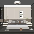 Modern Bedroom Interior Design With Bedhead Decorative Paintings White Wardrobe And Rug
