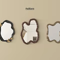 Poliform Decorative Mirrors With Three Unique Shaped Black Brown Gold Frames 3d model