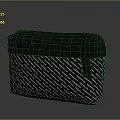 Black Fabric Storage Ottoman With Padded Top And Diagonal Stripe Pattern 3d model