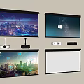 Projection Monitoring Setup With Multiple Screens And Projector Devices For Office Use
