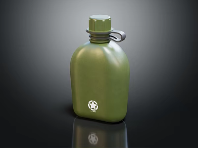 Green Decorative Ornament Set Featuring Water Bottle With Star Logo And Handle 3d model