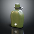 Green Decorative Ornament Set Featuring Water Bottle With Star Logo And Handle